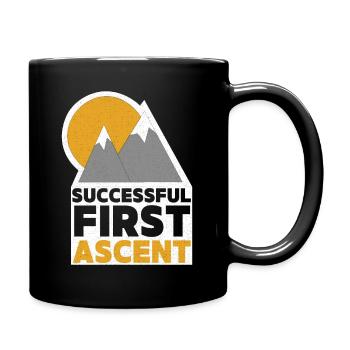 Bergsteiger, Berge besteigen, Berggipfel Spruch - Tasse einfarbig - Schwarz - Rechts