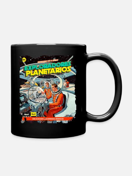 Comic, Comic Strip, 50s, Space Adventure - Full Colour Mug - black