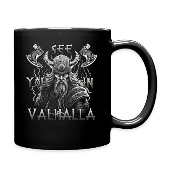 Nordisch Valor Geschenk für Liebhaber der Wikinge - Tasse einfarbig - Schwarz - Rechts
