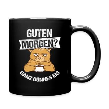 Katze Guten Morgen Kaffee Katzenmama Katzenbesitze - Tasse einfarbig - Schwarz - Rechts