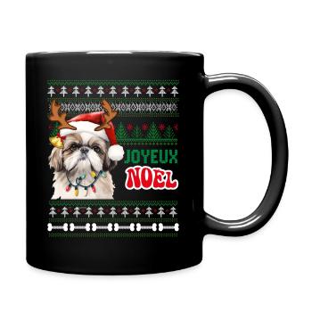 Déco Joyeux Noël Chien Pékinois Chiot - Mug uni - noir - Droite