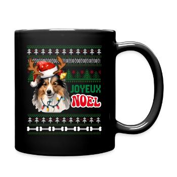 Joyeux Noël Chien Berger des Shetland Homme Femme - Mug uni - noir - Droite