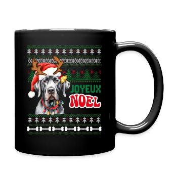 Noël Chien Dogue Allemand Homme Femme Et Enfant - Mug uni - noir - Droite