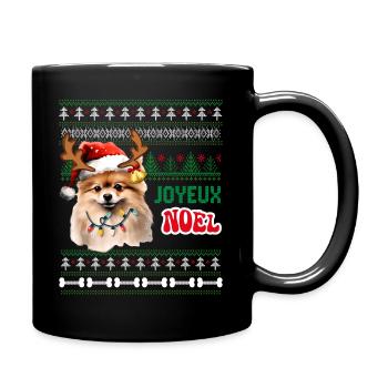Déco Joyeux Noël Chien Spitz Homme Femme Et Enfant - Mug uni - noir - Droite