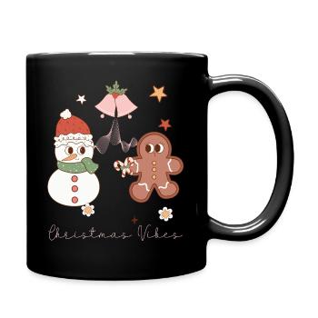 Christmas Vibes Schneemann Keks Weihnachten - Tasse einfarbig - Schwarz - Rechts
