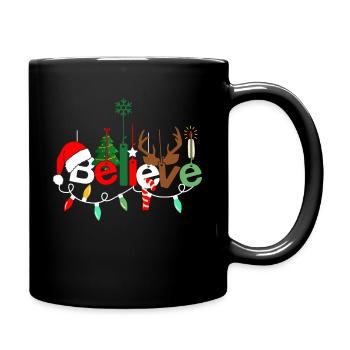 Believe Frohe Feiertage Weihnachtshut Geschenk - Tasse einfarbig - Schwarz - Rechts