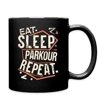 Manger Dormir Parkour Répéter le dicton sportif - Mug uni - noir - Droite