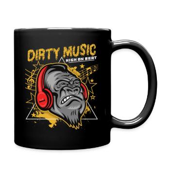 Drôle de singe gorille avec des écouteurs, musique sale - Mug uni - noir - Droite