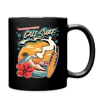 California Surfer, Surfing, Vintage Surfboard - Full Colour Mug - black - Right