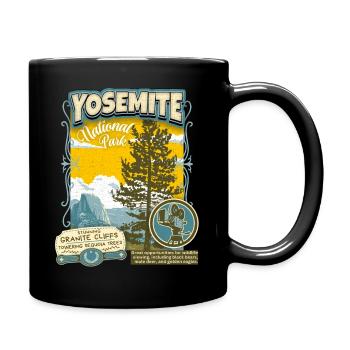 Yosemite National Park, Vintage California Poster - Full Colour Mug - black - Right
