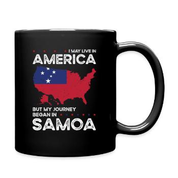 Samoan American Patriot USA Grown Samoa US Flag - Full Colour Mug - black - Right