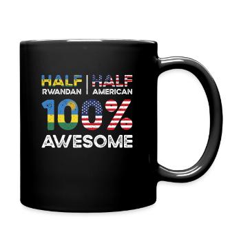 Rwandan American Patriot USA Grown Rwanda US Flag - Full Colour Mug - black - Right