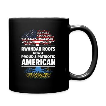 Rwandan American Patriot USA Grown Rwanda US Flag - Full Colour Mug - black - Right