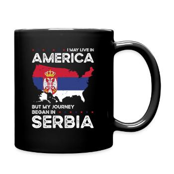Serbian American Patriot USA Grown Serbia US Flag - Full Colour Mug - black - Right