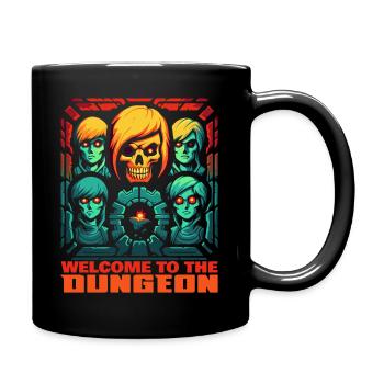 Welcome to the dungeon with skull and friends - Full Colour Mug - black - Right