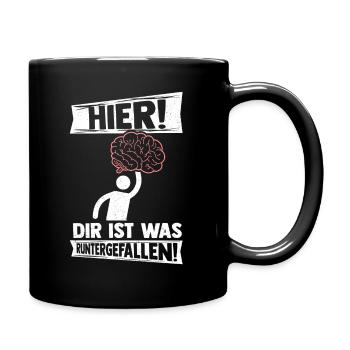 Strich Figur Gehirn Runtergefallen Dummkopf Lustig - Tasse einfarbig - Schwarz - Rechts