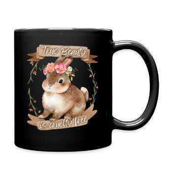 Kleiner Hase, Häschen, Tierschutz, Vegan, Spruch - Tasse einfarbig - Schwarz - Rechts