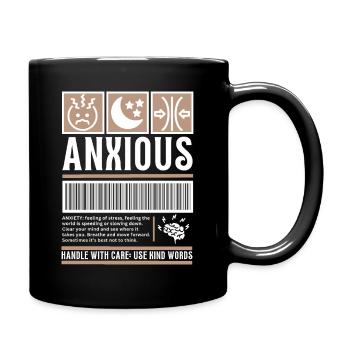 Streetwear Anxious, Anxiety Vintage Fashion Label - Full Colour Mug - black - Right