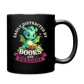 Facilement distrait par les livres et les dragons : Dragons - Mug uni - noir - Droite
