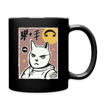 A vintage cartoon space kitten - Full Colour Mug - black - Right