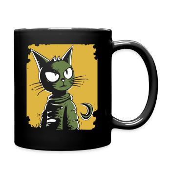 Vintage Retro Cartoon Katze - Tasse einfarbig - Schwarz - Rechts