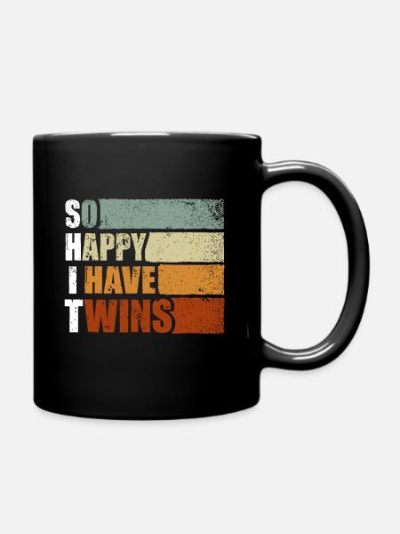 So glücklich, dass ich Zwillinge habe - Lustige Eltern - Tasse einfarbig - Schwarz