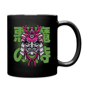 Japanese Demon, Samurai Oni, Mask - Full Colour Mug - black - Right