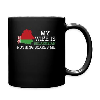 Nothing Scares Me My Wife Is Belarusian Husband - Full Colour Mug - black - Right