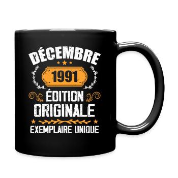 Anniversaire Cadeau Millésime Décembre 1991 - 199 - Mug uni - noir - Droite