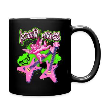 Rock-n-Roll Engel mit E-Gitarre Grunge Stil Spruch - Tasse einfarbig - Schwarz - Rechts