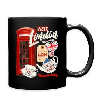 Visit London England, Großbritannien Spruch - Tasse einfarbig - Schwarz - Rechts