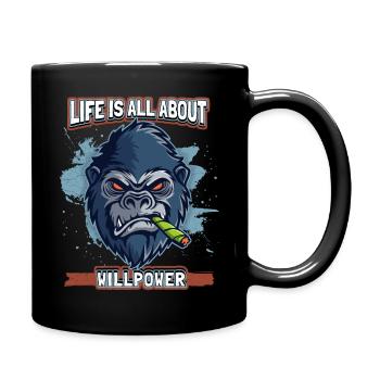 Drôle Bande Dessinée Gorille Singe Avec Joint, Singe Disant - Mug uni - noir - Droite
