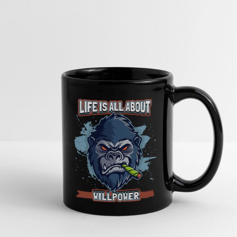 Lustiger Comic Gorilla-Affe mit Joint, Affe Spruch Tasse einfarbig
