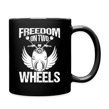 Freedom On Two Wheels Moped Scooter - Full Colour Mug - black - Right