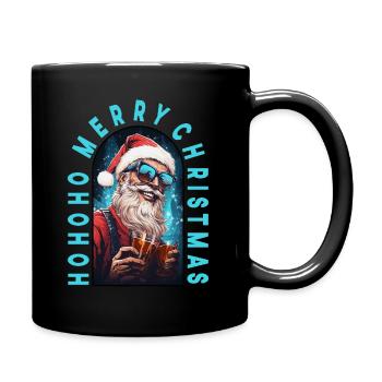 HO HO HO Weihnachtsmann Nikolaus Trinkt Alkohol - Tasse einfarbig - Schwarz - Rechts