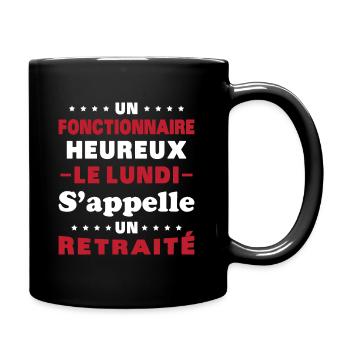 fonctionnaire heureux le lundi appelle un retraité - Mug uni - noir - Droite