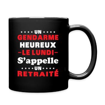 Un gendarme heureux le lundi s appelle un retraité - Mug uni - noir - Droite