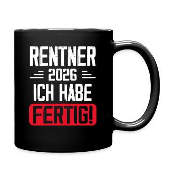 Rentner 2026 Ruhestand Geschenk - Tasse einfarbig - Schwarz - Rechts