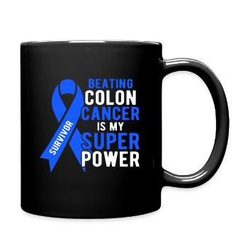 Colon Cancer Awareness Survivor - Full Colour Mug - black - Right