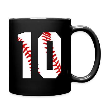10th Birthday Baseball Big Number Ten 10 Year Old - Full Colour Mug - black - Right