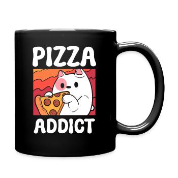 Pizza Addict Katzenmama - Tasse einfarbig - Schwarz - Rechts