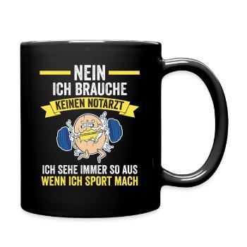 Sportmuffel Morgenmuffel Lustige Sprüche - Tasse einfarbig - Schwarz - Rechts