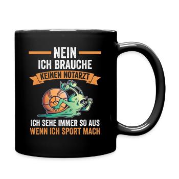 Sportmuffel Morgenmuffel Lustige Sprüche - Tasse einfarbig - Schwarz - Rechts