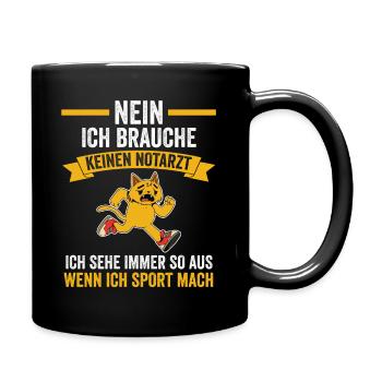 Sportmuffel Morgenmuffel Lustige Sprüche - Tasse einfarbig - Schwarz - Rechts