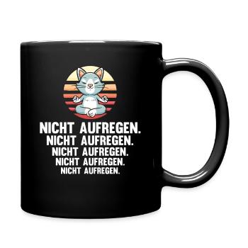 Katze Yoga Meditieren Nicht Aufregen - Tasse einfarbig - Schwarz - Rechts