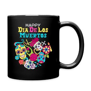 Dia-de-Muertos, Mexique, Crâne De Sucre, Crâne - Mug uni - noir - Droite