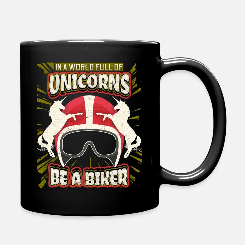Unicorn Unicorn Funny Motorcycle Biker Saying - Full Colour Mug - black