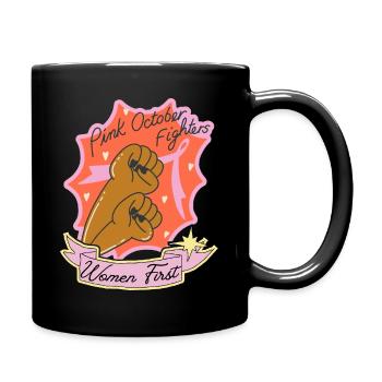 Pink October Fighters, Women's Fight, Pink Bow - Full Colour Mug - black - Right