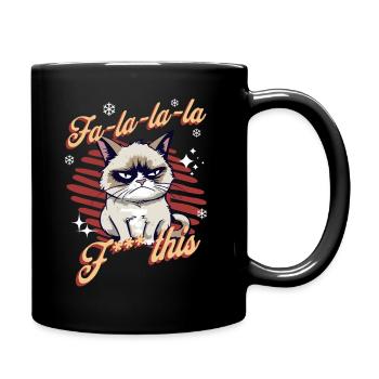 Wütende Katze Xmas Sarkastisch Lustige Katze Meme - Tasse einfarbig - Schwarz - Rechts