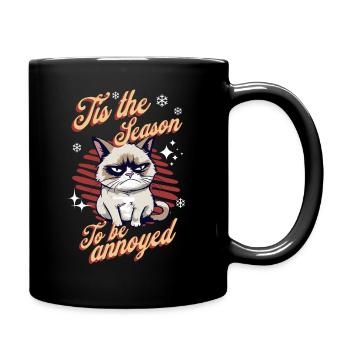 Wütende Katze Xmas Sarkastisch Lustige Katze Meme - Tasse einfarbig - Schwarz - Rechts